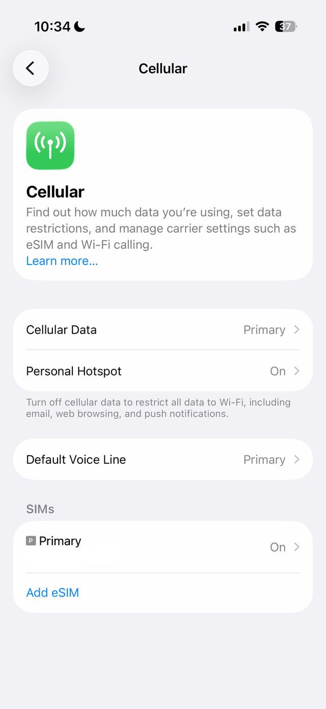 Start the eSIM installation