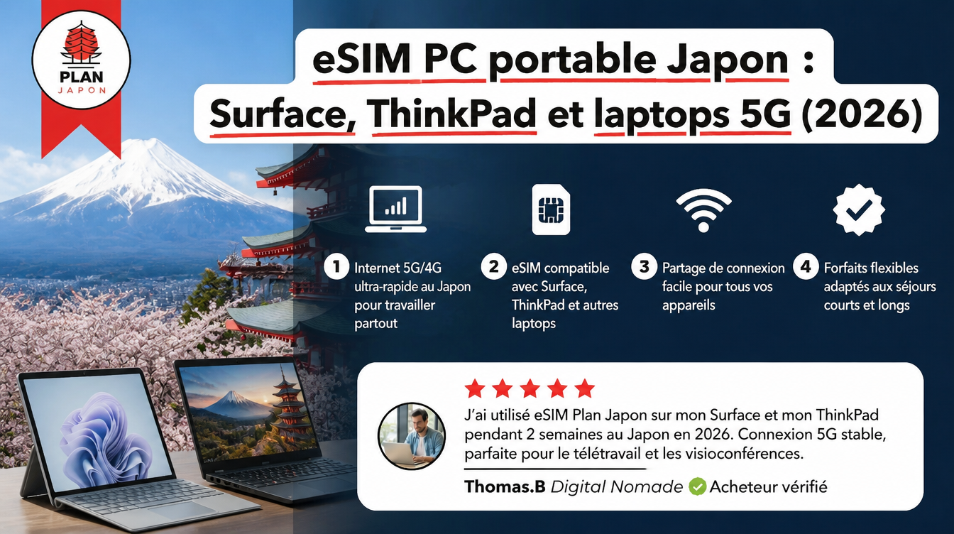 eSIM on Laptops in Japan: Surface, ThinkPad & 5G (2026)