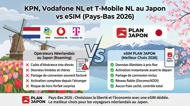KPN & Vodafone NL in Japan: Roaming vs eSIM 2026