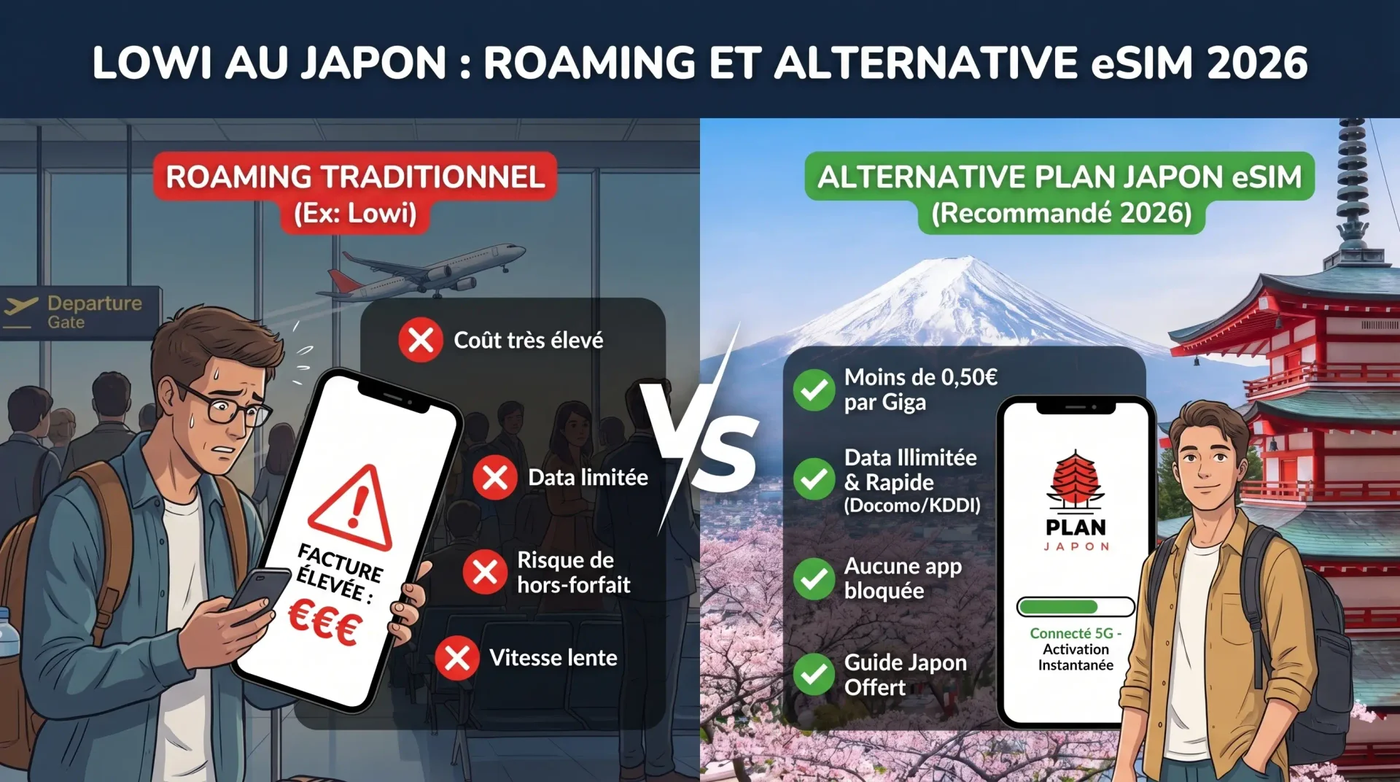 Lowi (Spain) in Japan: Roaming vs eSIM (2026)