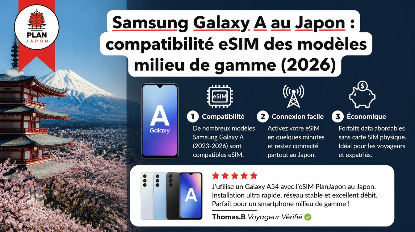 Samsung Galaxy A Series eSIM in Japan: Mid-Range Compatibility Guide (2026)