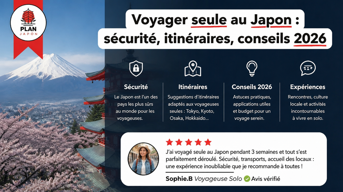 Voyager seule au Japon : sécurité, itinéraires, conseils 2026