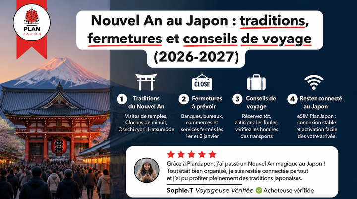 Nouvel An au Japon : traditions, fermetures et conseils de voyage (2026-2027)