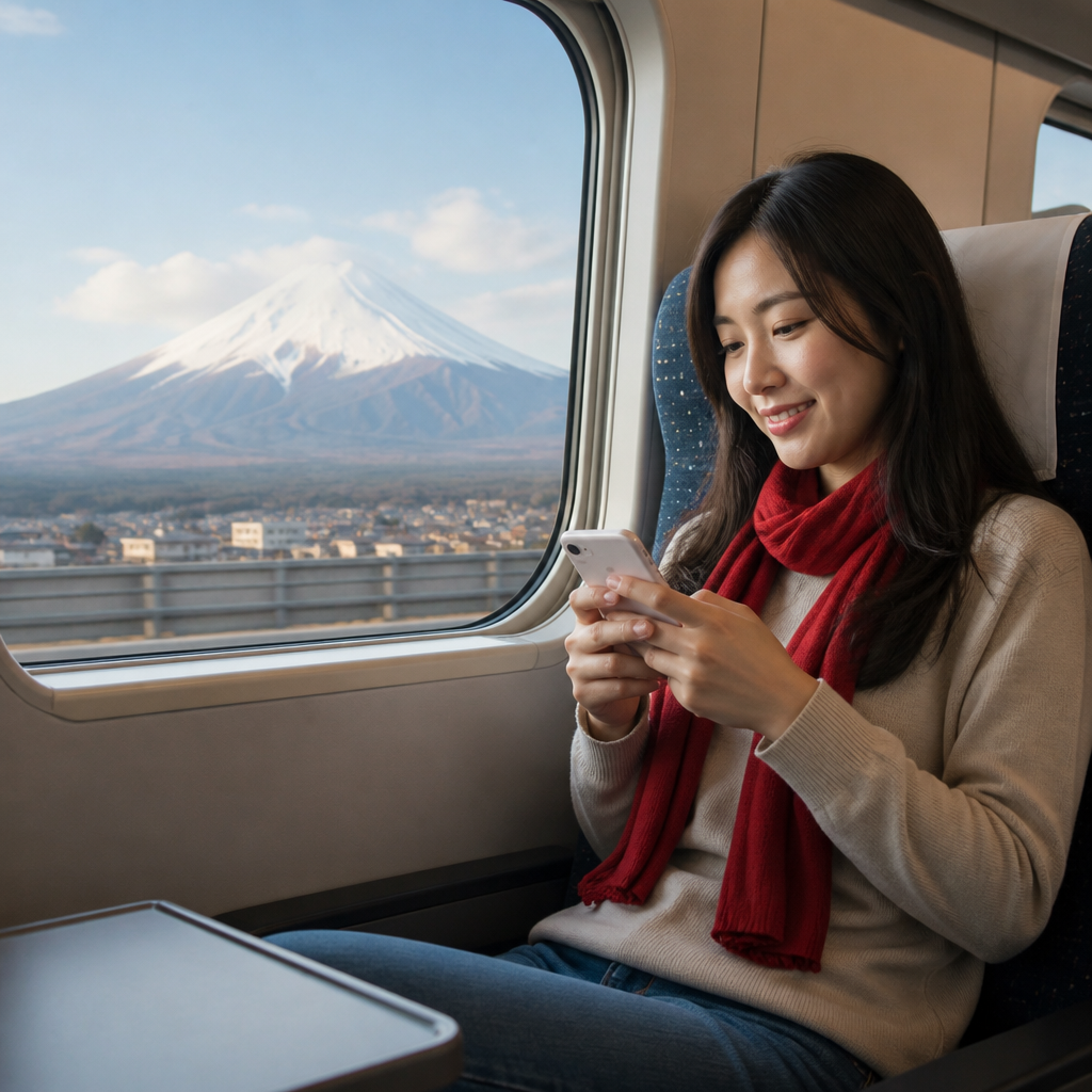 Traveller connected on the Shinkansen with the PlanJapan eSIM
