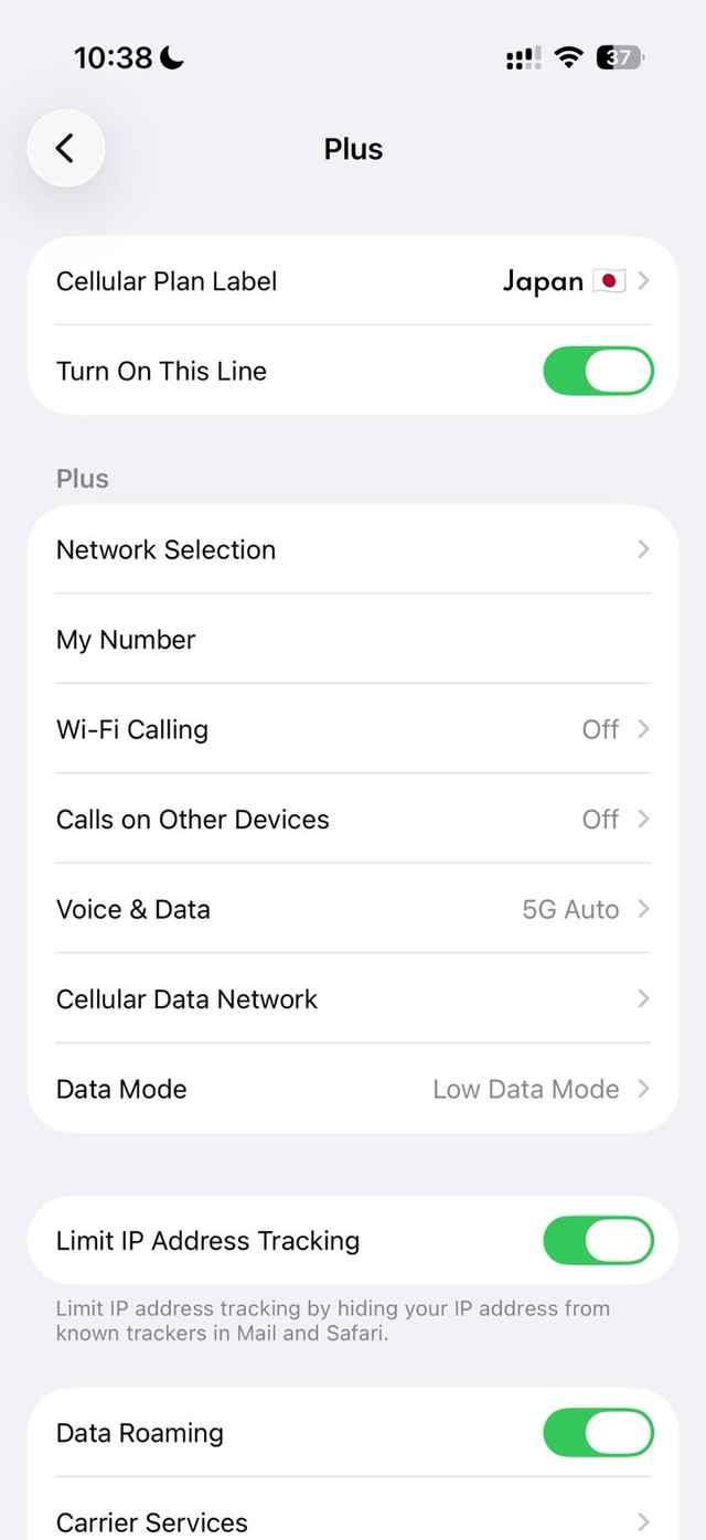 Enable data roaming