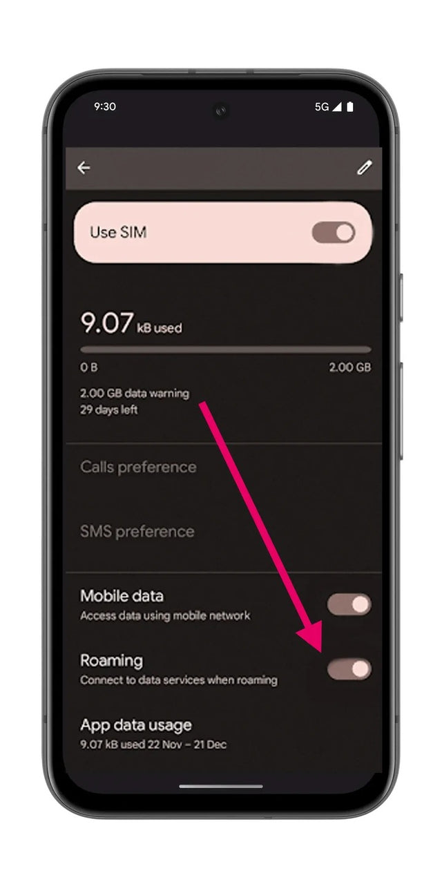 Turn on data & roaming