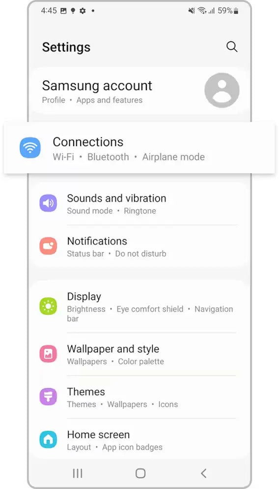 Open Settings → Connections